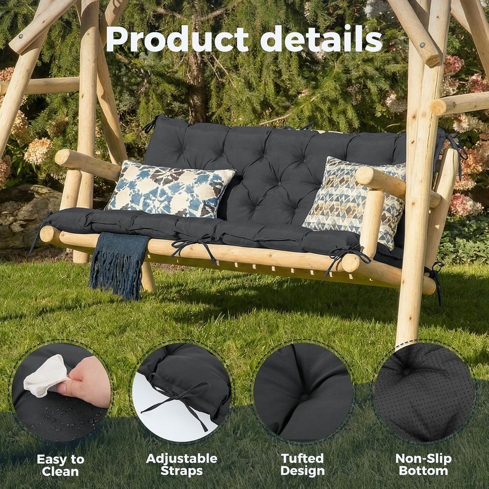 IASEAHK Porch Swing Cushions, 40×40×4 Inch, Waterproof, Dark Grey