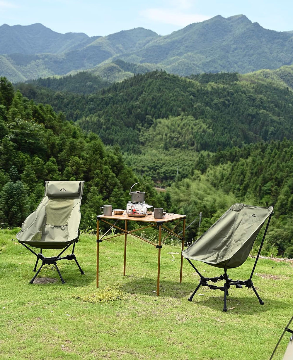 iClimb Lightweight Stable Alu. Folding Square Table Roll Up Top (Green, L)