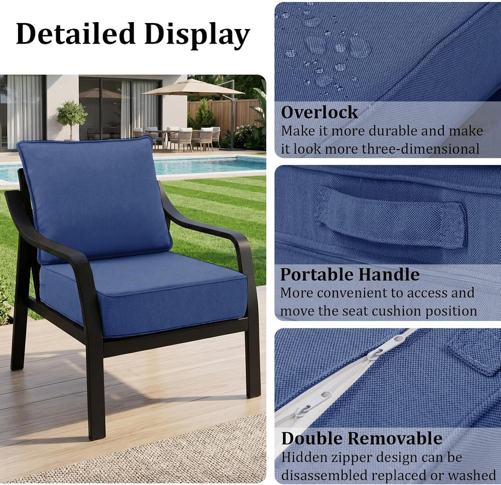 6" Thick Outdoor Chair Cushions, 22 x24 Inch Patio Furniture Cushions Se...