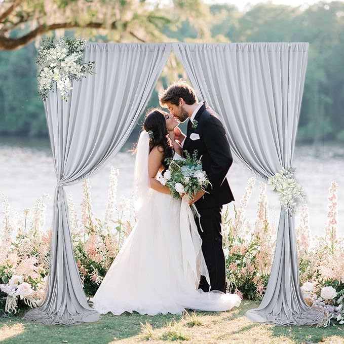 10 x 7 Feet Silver Backdrop Curtain for Partie, Background Curtains for Photo...