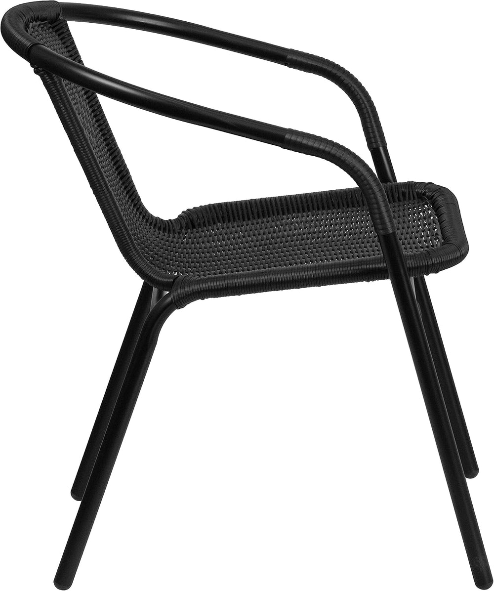Flash Furniture Lila Modern Rattan Indoor/Outdoor Stackable Dining Chairs, St...