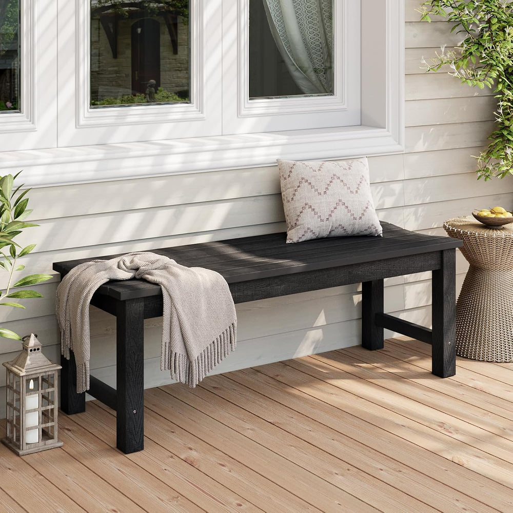 Stoog Outdoor Bench, 2-Person Patio Backless Bench, All-Weather HIPS Garden B...