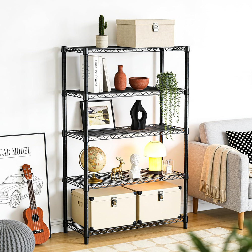 5-Tier Heavy Duty Metal Storage Shelving Unit, Adjustable Steel Wire Rack She...