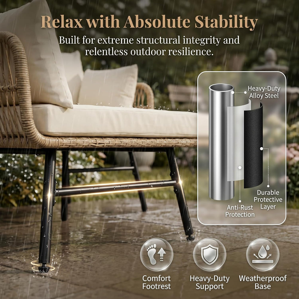 NICESOUL Boho L-Shaped Outdoor Patio Furniture Set with Comfy 3" Thicken...