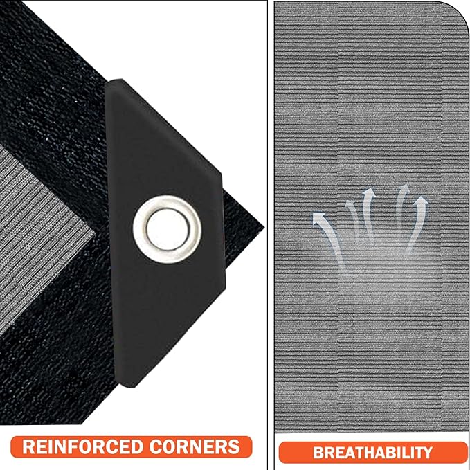 Grey Sun Shade Cloth,Pergola Shade Cover with Reinforced Grommets,90% Shade F...