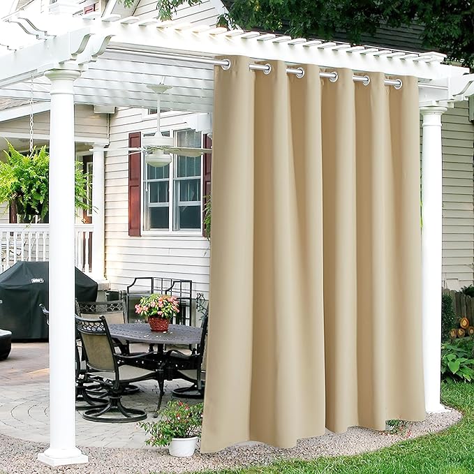 RYB HOME Outdoor Curtains for Patio Waterproof Block Sunlight Thermal Insulat...