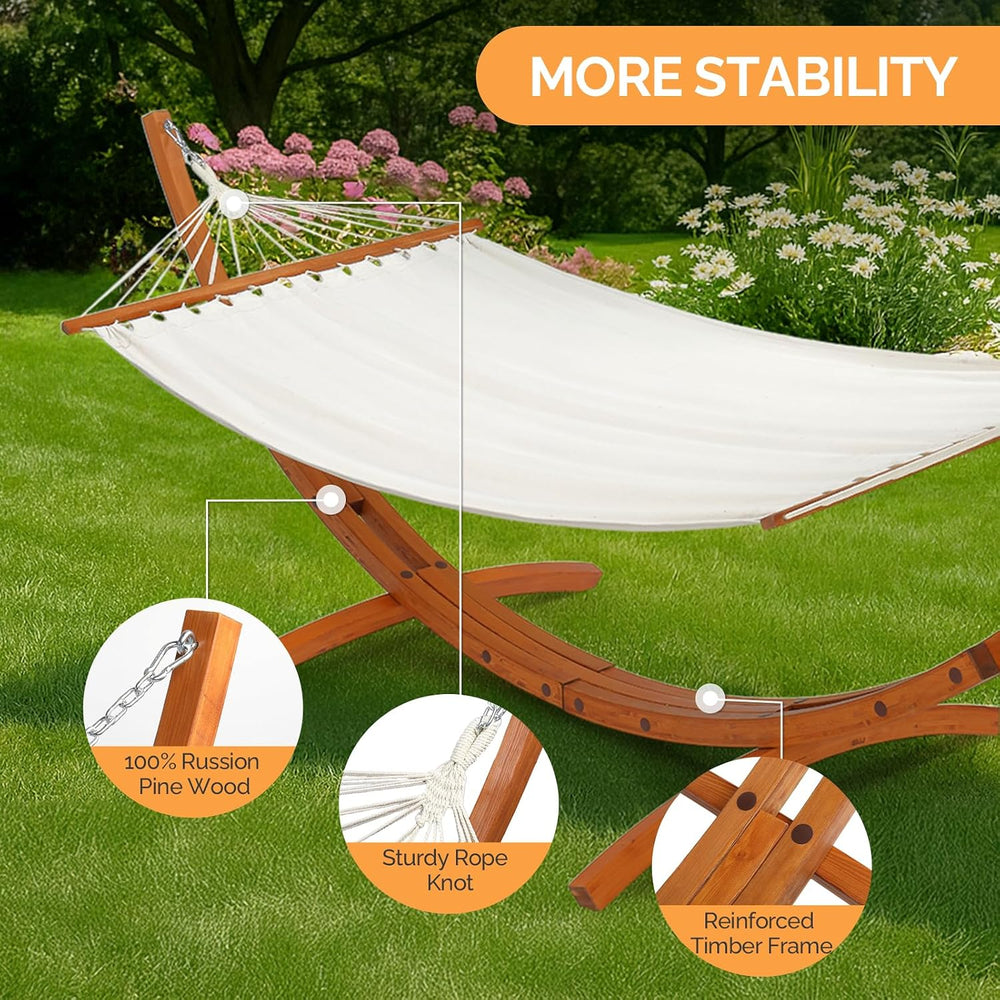 Hammock Wood Arc Stand with Double Hammock, Hammock with Stand for Outside, N...