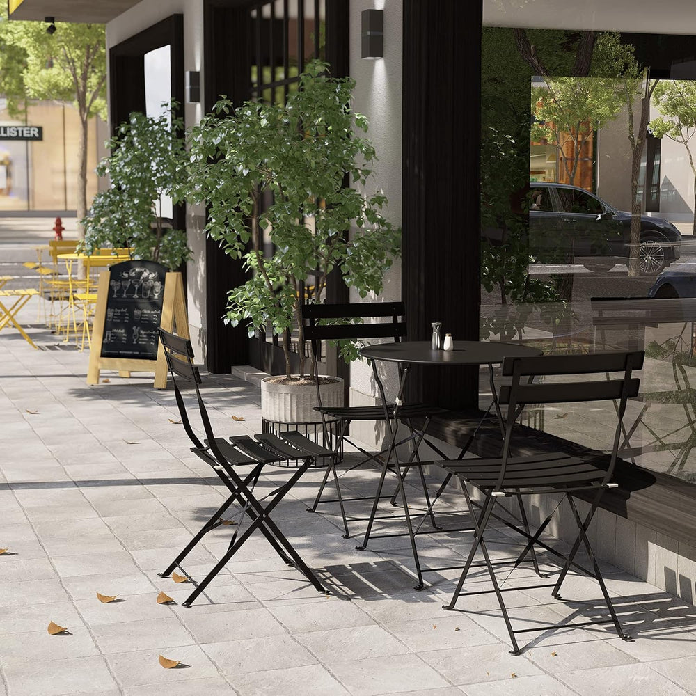 Grand patio 3-Piece Folding Patio Bistro Set Outdoor Porch Balcony, Black