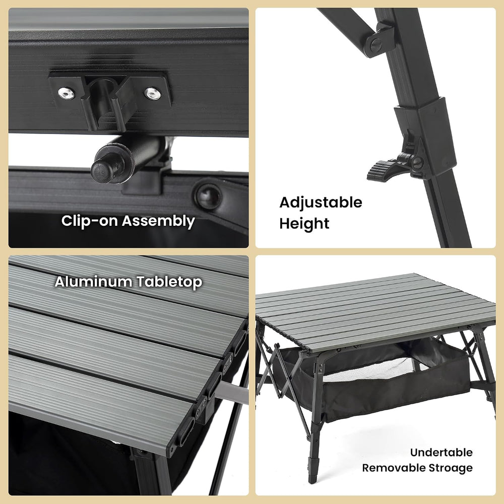 39 in Aluminum Folding Camp Roll Up Table, Camping