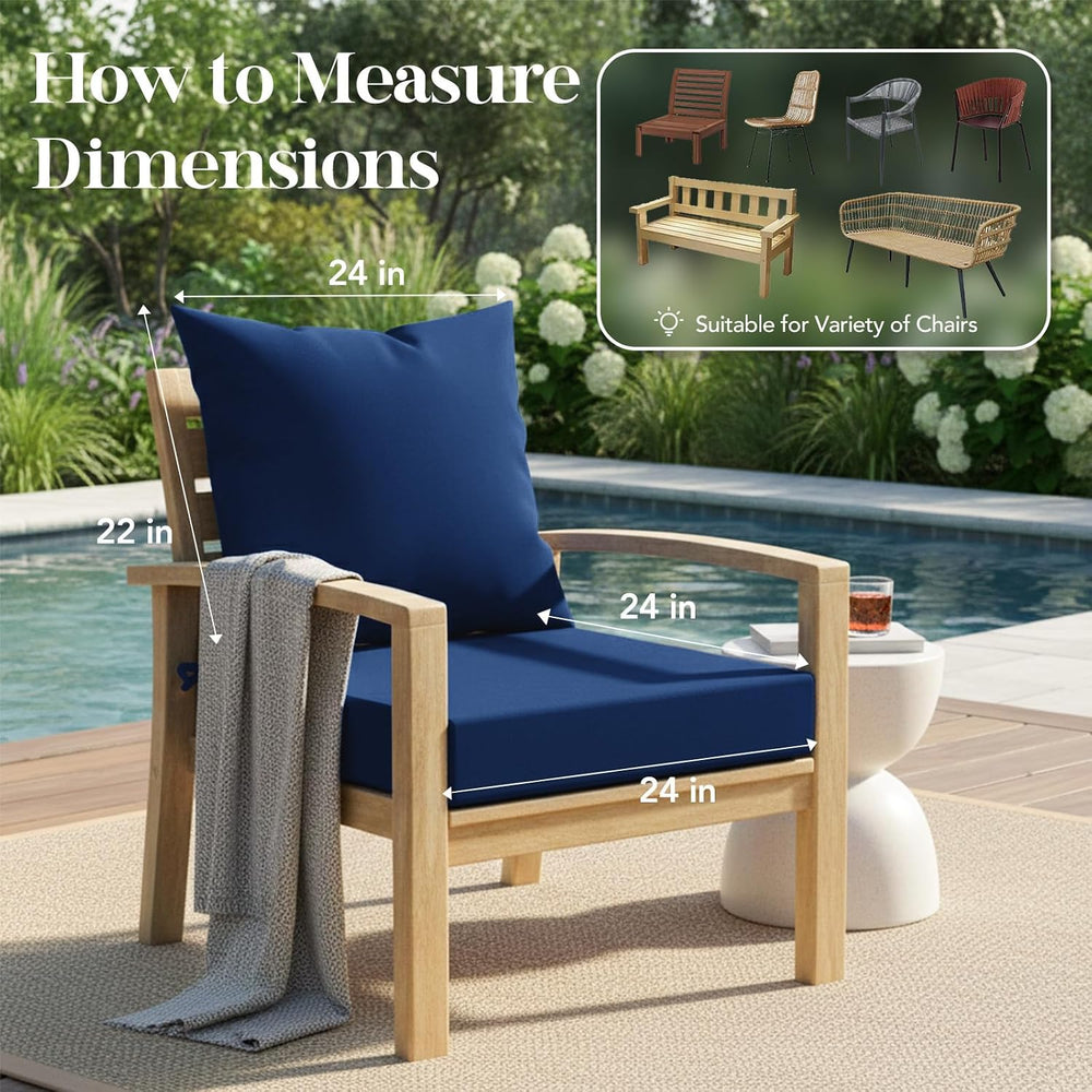 L’AGRATY Outdoor Chair Cushions for Patio Furniture:24" x 24" Deep ...