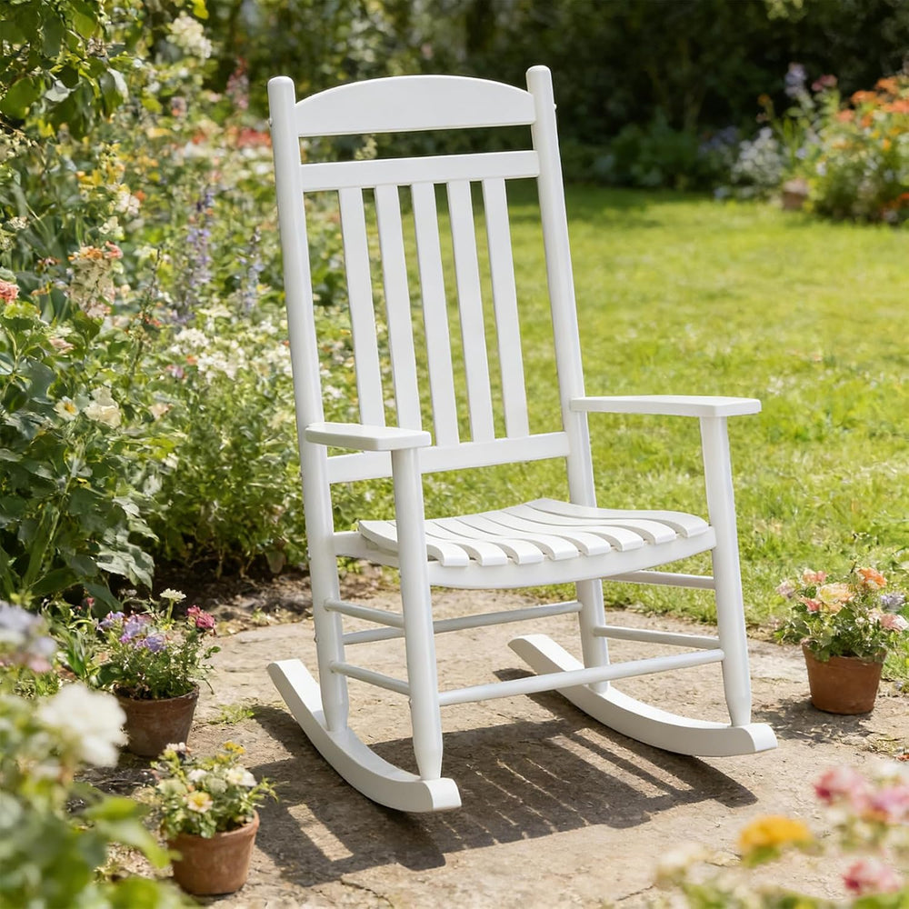 Wooden Outdoor Rocking Chair, Weatherproof Oversized Rocking Chair, Heavy Dut...