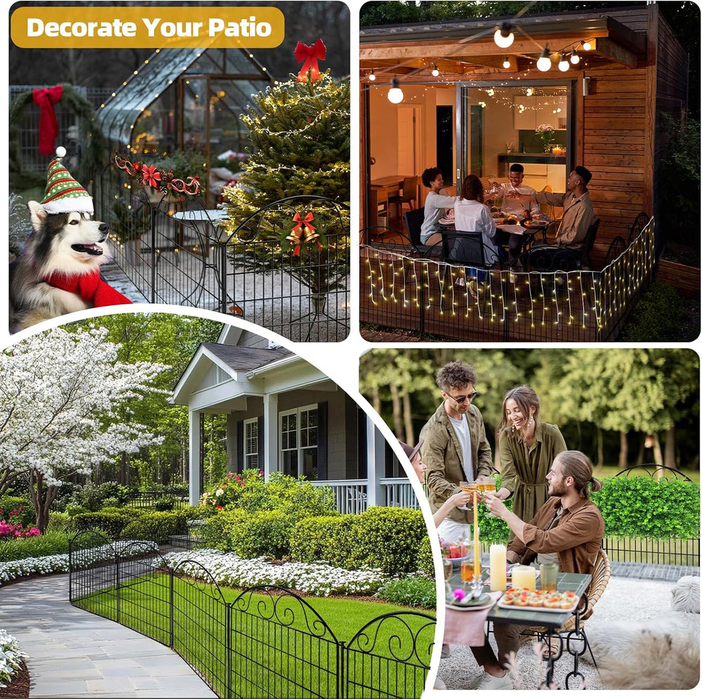 COLRASN 10 Panels No Dig Decorative Garden Dog Fence Outdoor for Yard, 33in(H...