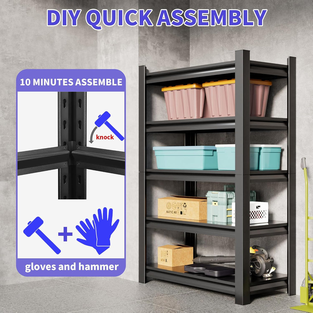 Hzdbhd 36" W Garage Shelving Unit, 5-Tier Metal Storage Shelves