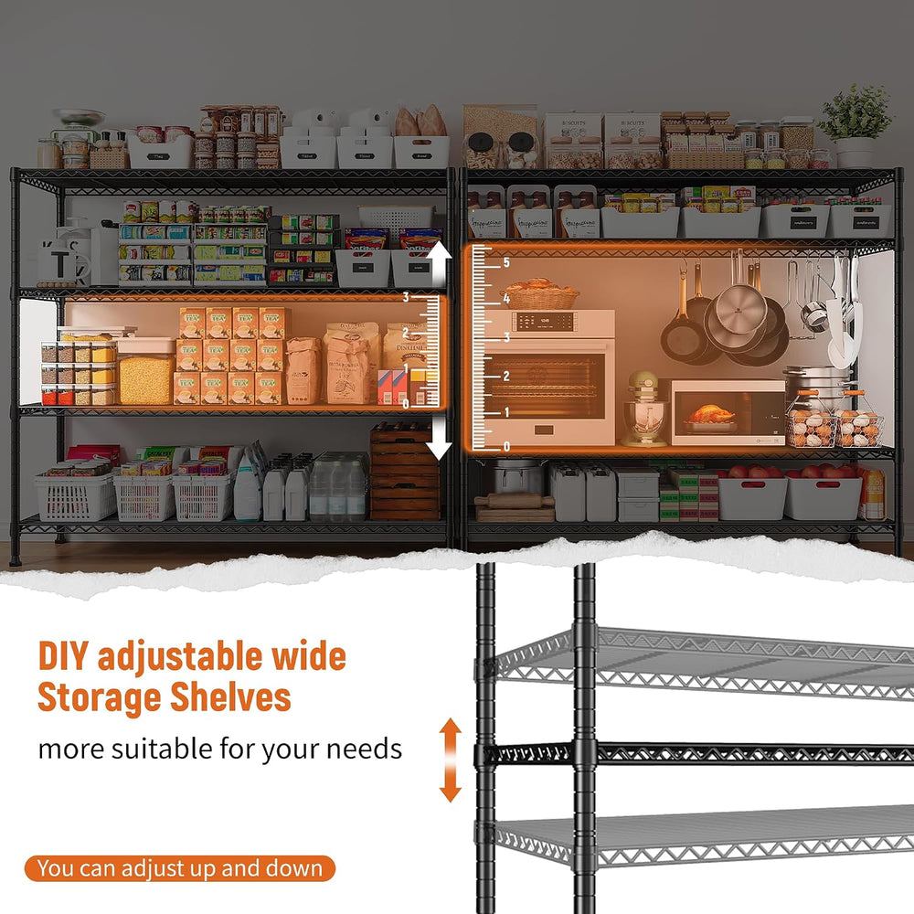 REIBII 4-Tier Storage Shelves 45.3''W Wire Shelving Unit for Pantry G...