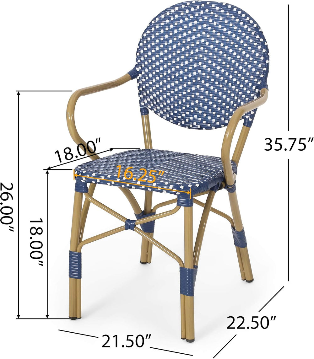 Christopher Knight Home Paul Bistro Set, Dark Teal + White + Bamboo