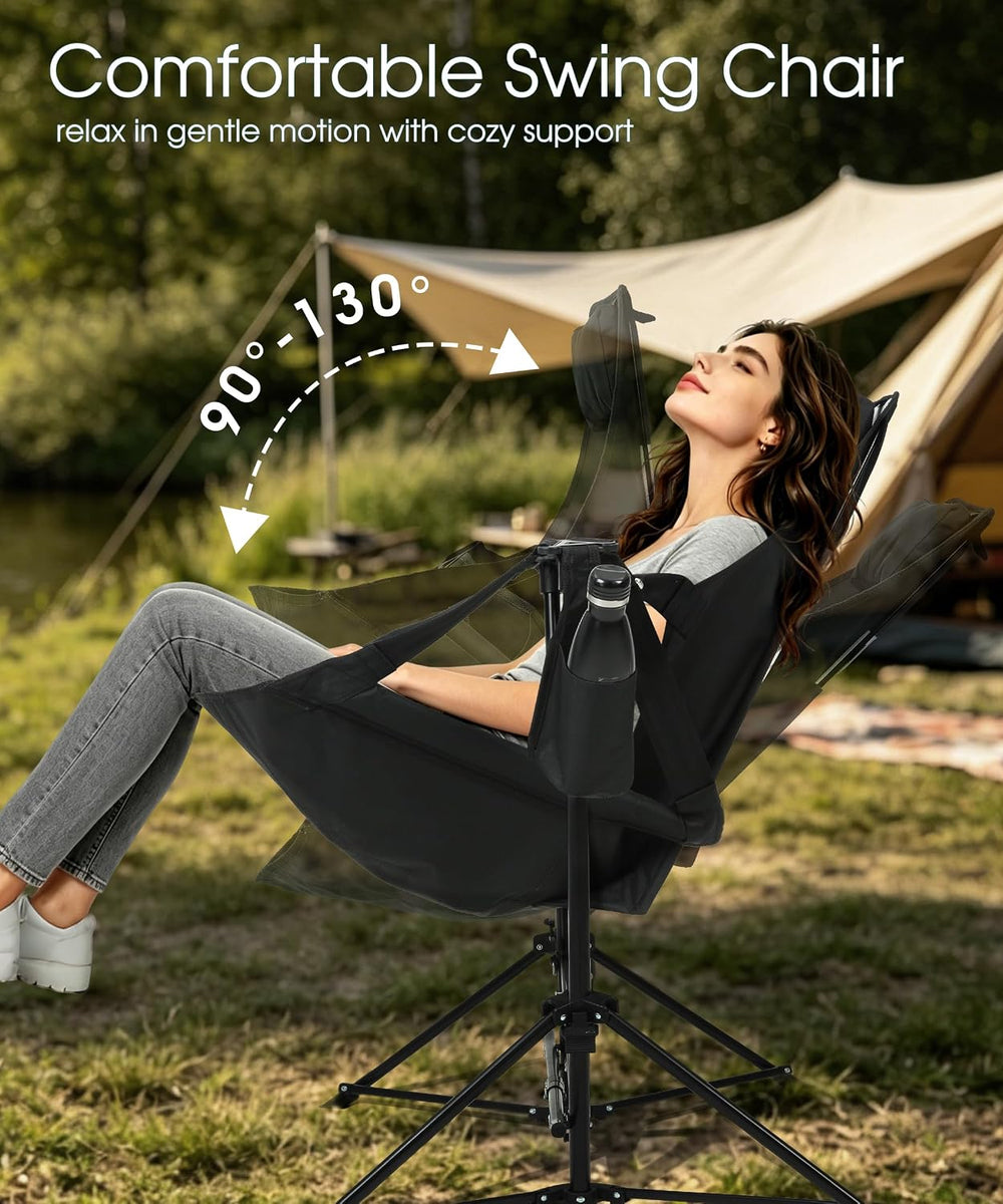 Hammock Chairs, Swinging Camping Chairs, Set of 2, Black