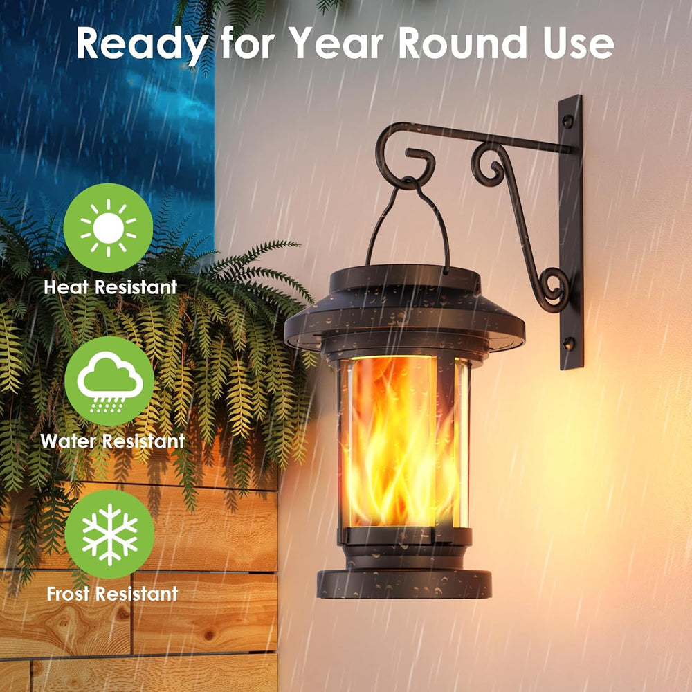 Greluna Solar Lantern Outdoor, Flickering Flameless Solar Lights Hanging Lant...