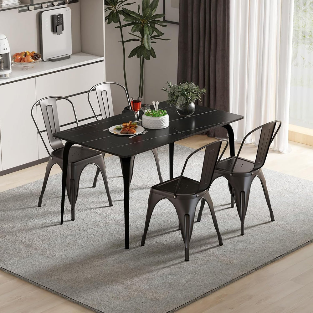 GIANTEX Metal Dining Chairs Set of 4, Farmhouse Kitchen Chairs with Removable...