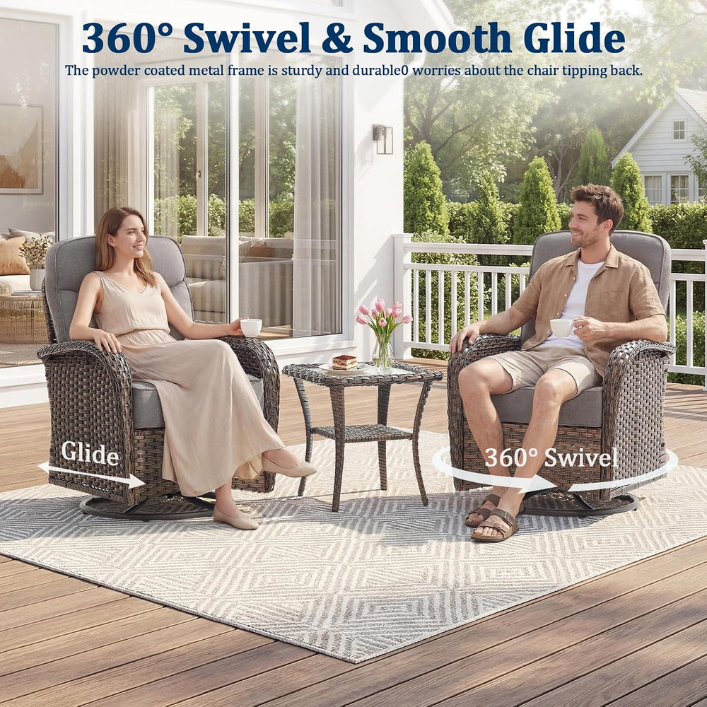 Outdoor Swivel Rocking Chair Patio Set (8pcs) High-Back - Thick Cushion Swive...