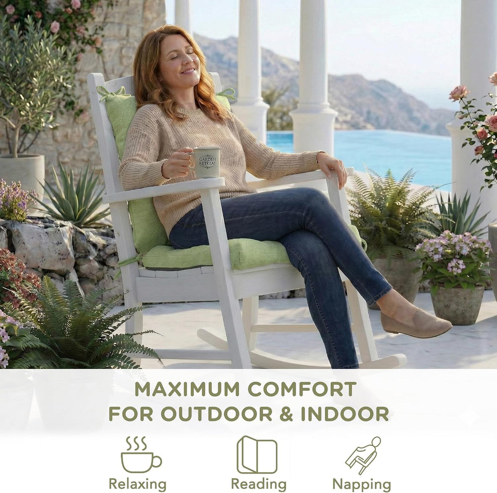 Codi Rocking Chair Cushions Outdoor, Water-Resistant, Sage, 1 Pack