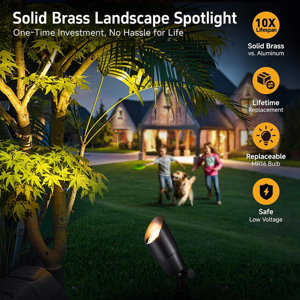 Gardenreet Brass Landscape Lighting - Black Outdoor Low Voltage Spotlights LE...