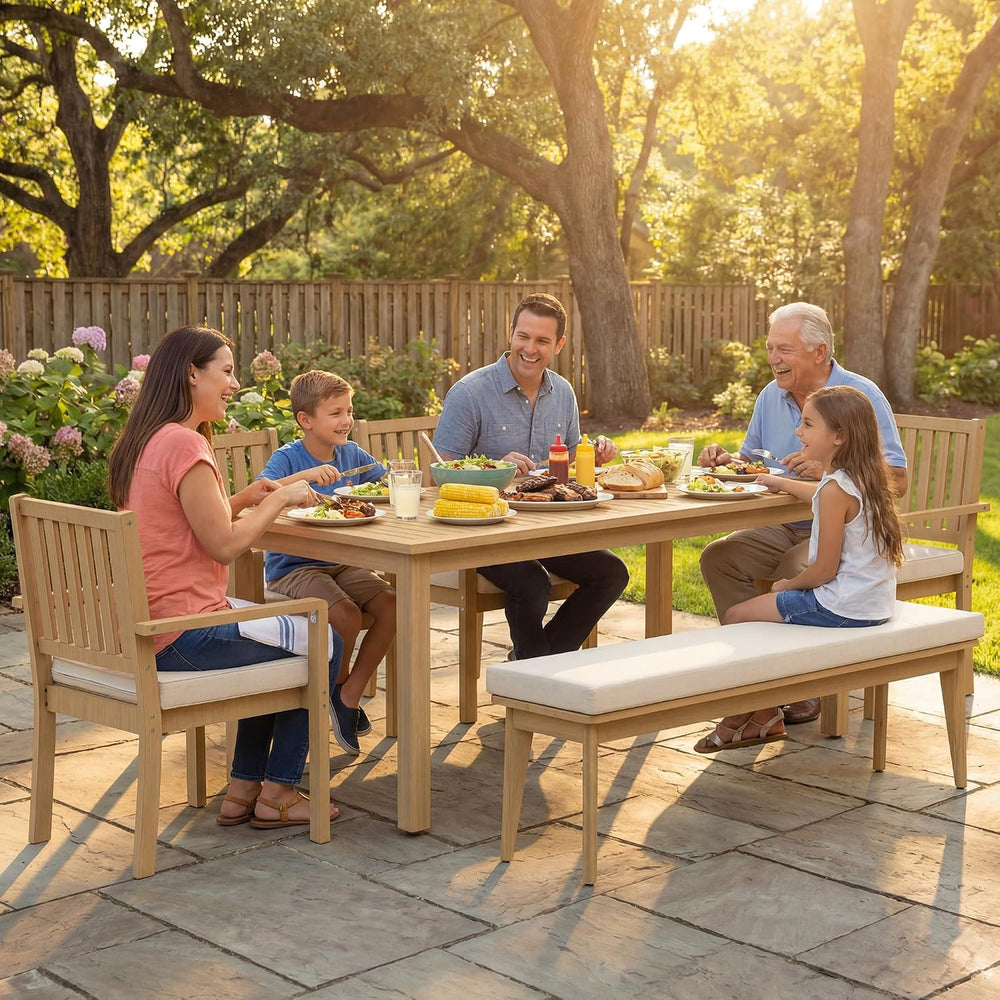 Wisteria Lane Acacia Outdoor Dining Table, 68"×32" Patio Dining Tab...