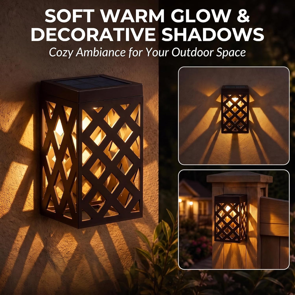 Solar Fence Lights Outdoor, 8 Pack Decorative Solar Lights with Warm Glow