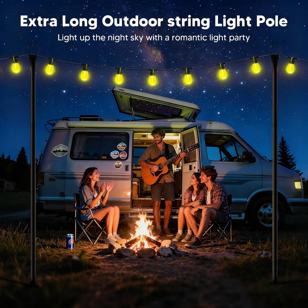 6 Pack String Light Poles for Outside, 10Ft Light Poles for Outdoor String Li...