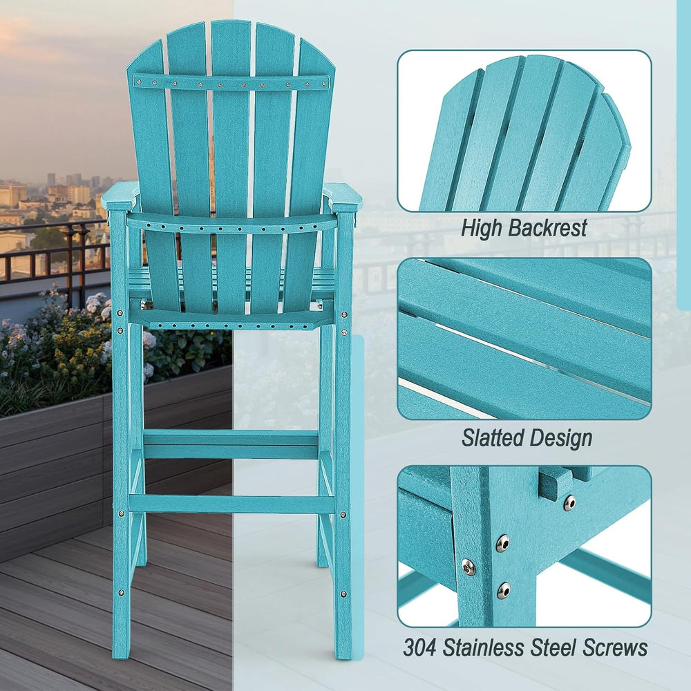 GIANTEX HDPE Outdoor Bar Stools - All Weather Tall Adirondack Chair with Armr...