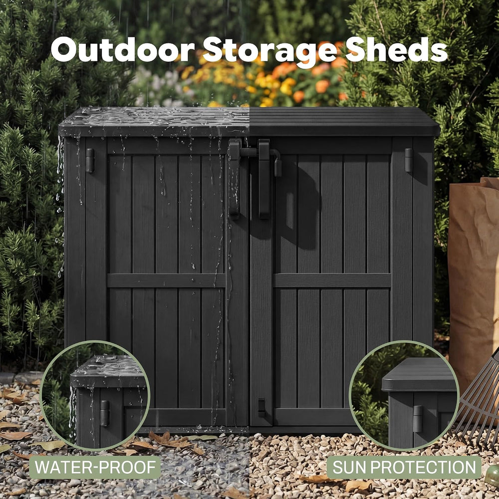 LHBcraft 36 Cu Ft Outdoor Storage Cabinet, Horizontal Resin Storage Shed Box ...