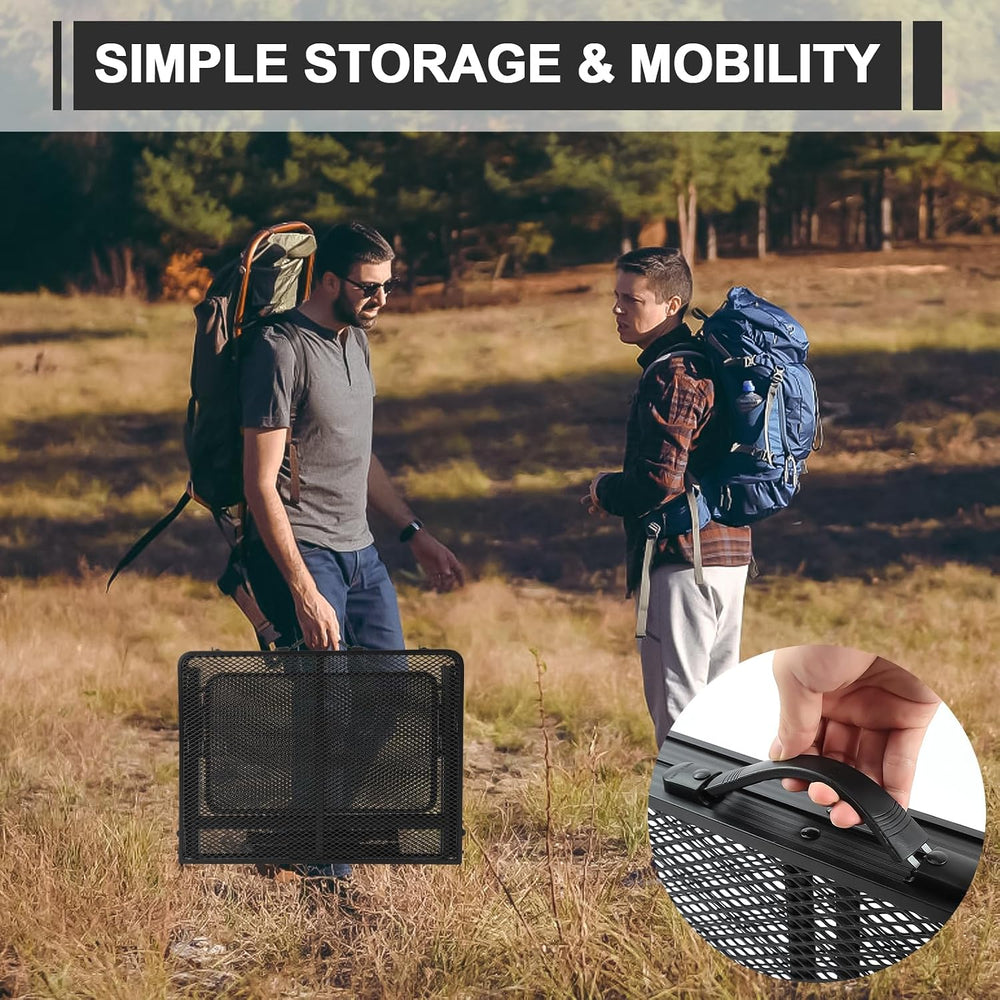 Folding Matel Grill 4.4 FT Camping Table with 2 Wing Panels