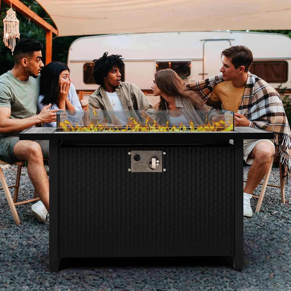 45″ Outdoor Propane Fire Pit Table – 50000 BTU Rectangular Patio Fire Table w...