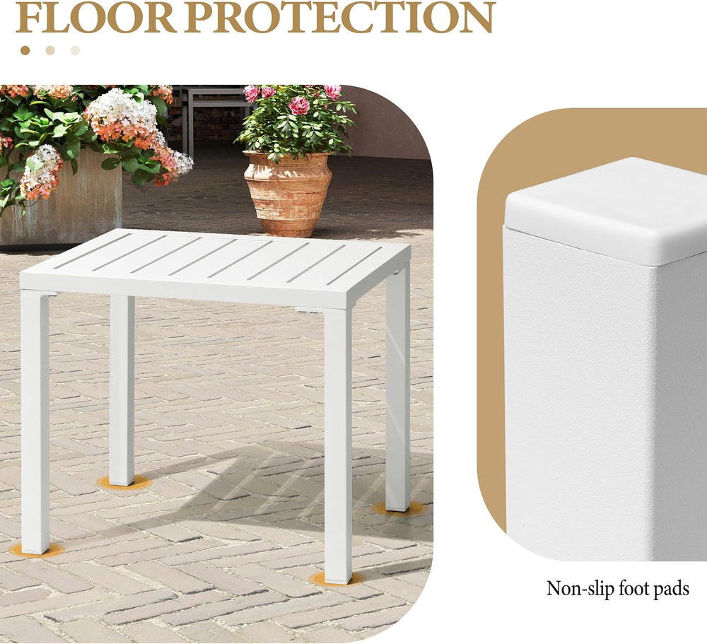 Crestlive Products Outdoor Side Table Set of 2, Aluminum Rectangular Side/End...