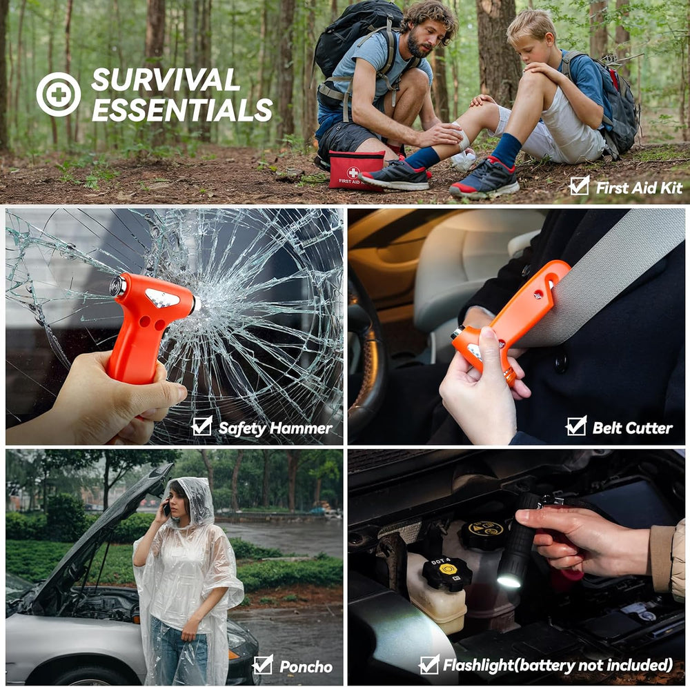 Car Emergency Kit with Portable Air Compressor, Winter Car Safety Roadside As...