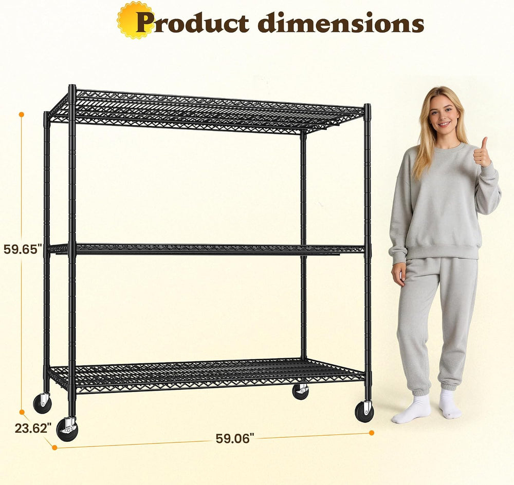 DurayLoly 1500LBS Wire Shelving Unit, 3-Tier Adjustable Garage Rack
