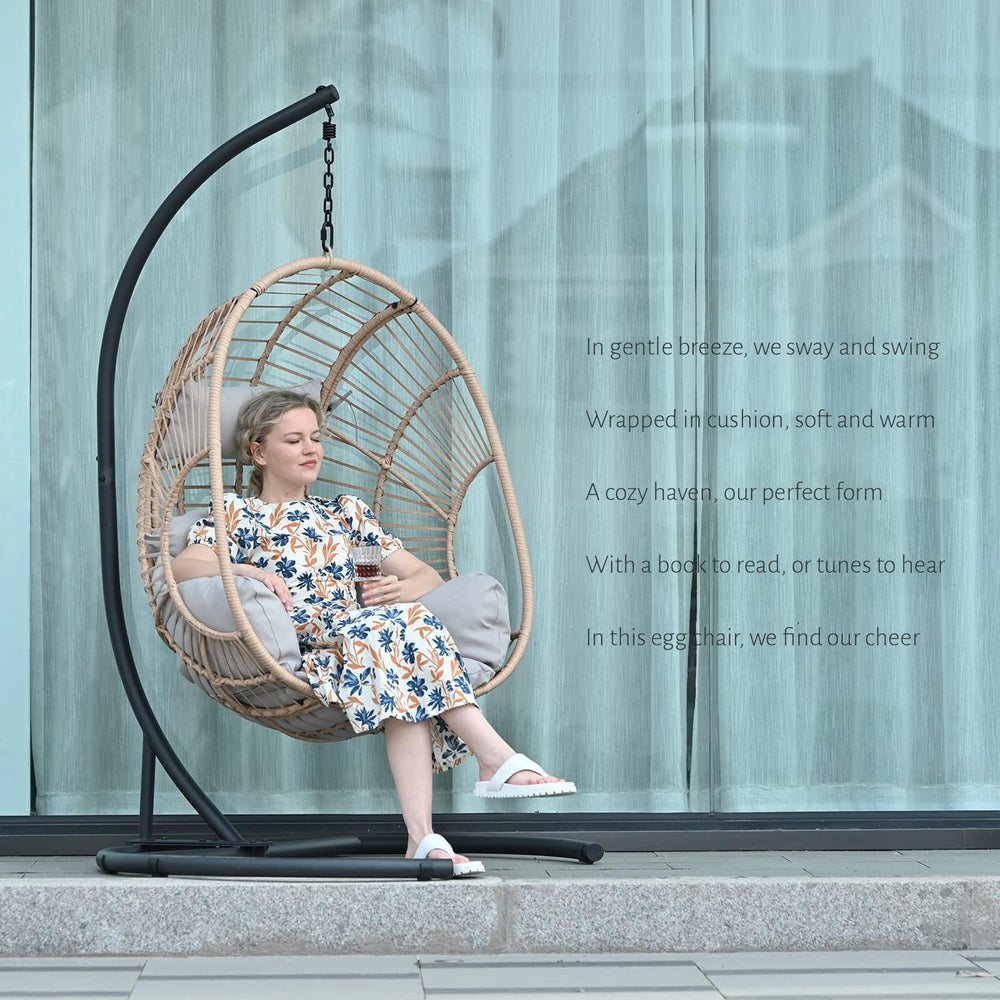 JOYBASE Hanging Egg Chair with Stand, Patio Swing Chair with Stand and Cushio...