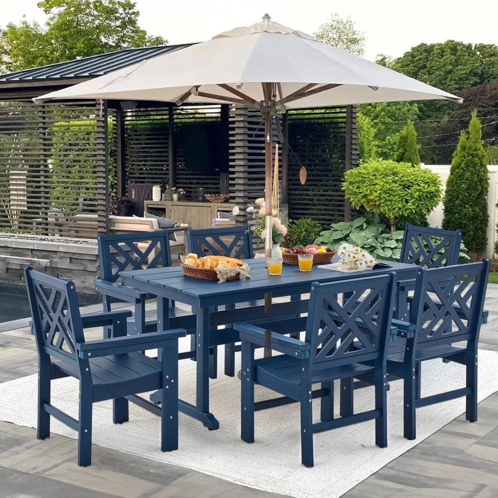 5 Piece HDPE Outdoor Dining Set for 4 Patio Dining Furniture Set with Umberll...