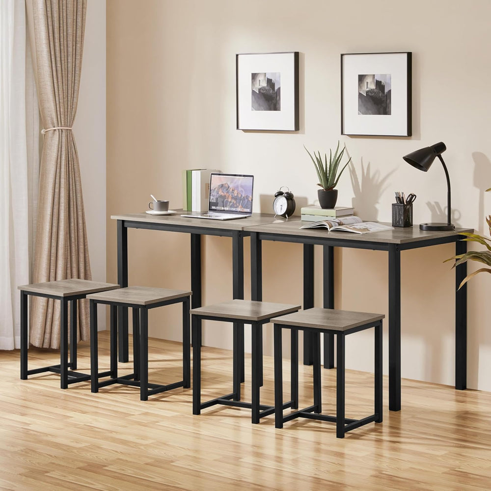Yaheetech Small Table and Chairs, Space Saving Dining Table Set for 2, Gray