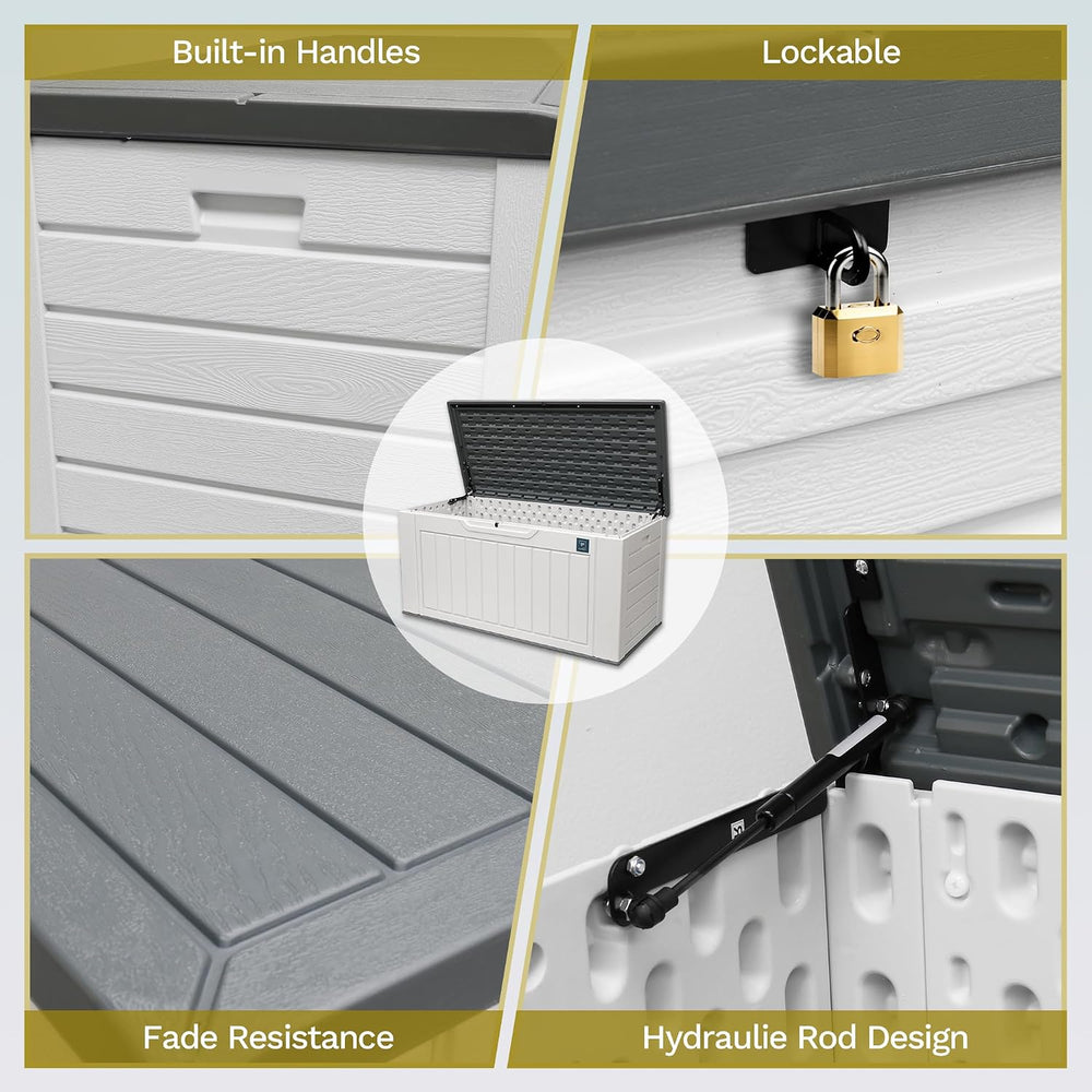 230 Gallon Large Deck Box, Durable Waterproof Resin Deck Box for Patio Furnit...
