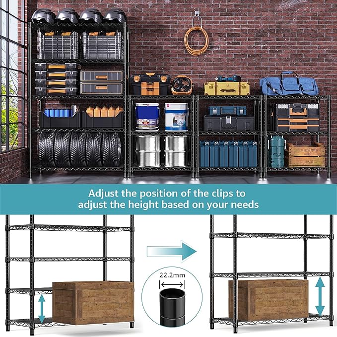 5-Shelf Storage Shelves,Wire Shelving Heavy Duty Metal Storage Shelving Unit ...