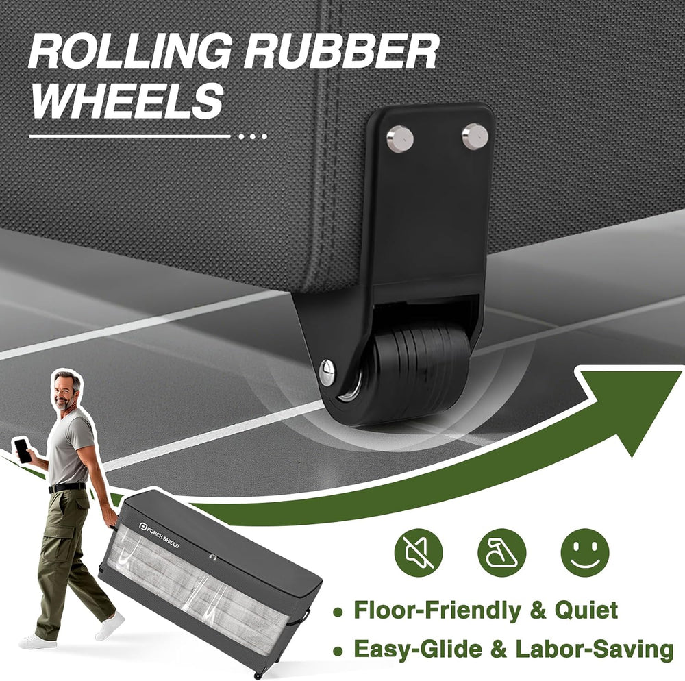 Porch Shield Rolling Cushion Storage Bag with Wheel 62"L x 20"W x 2...