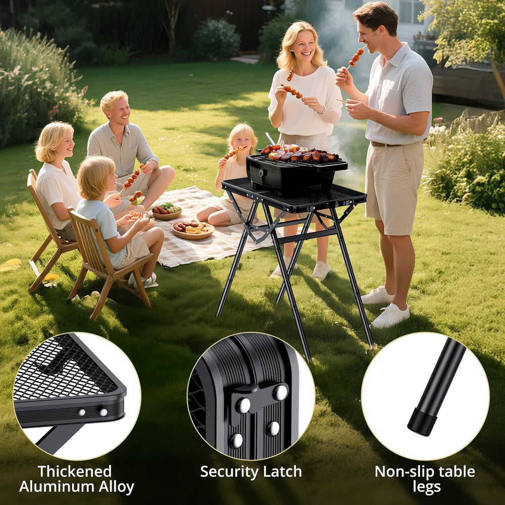 2ft Folding Grill Table, Supports 180Lbs, 2 Heights 27.5" for Camping