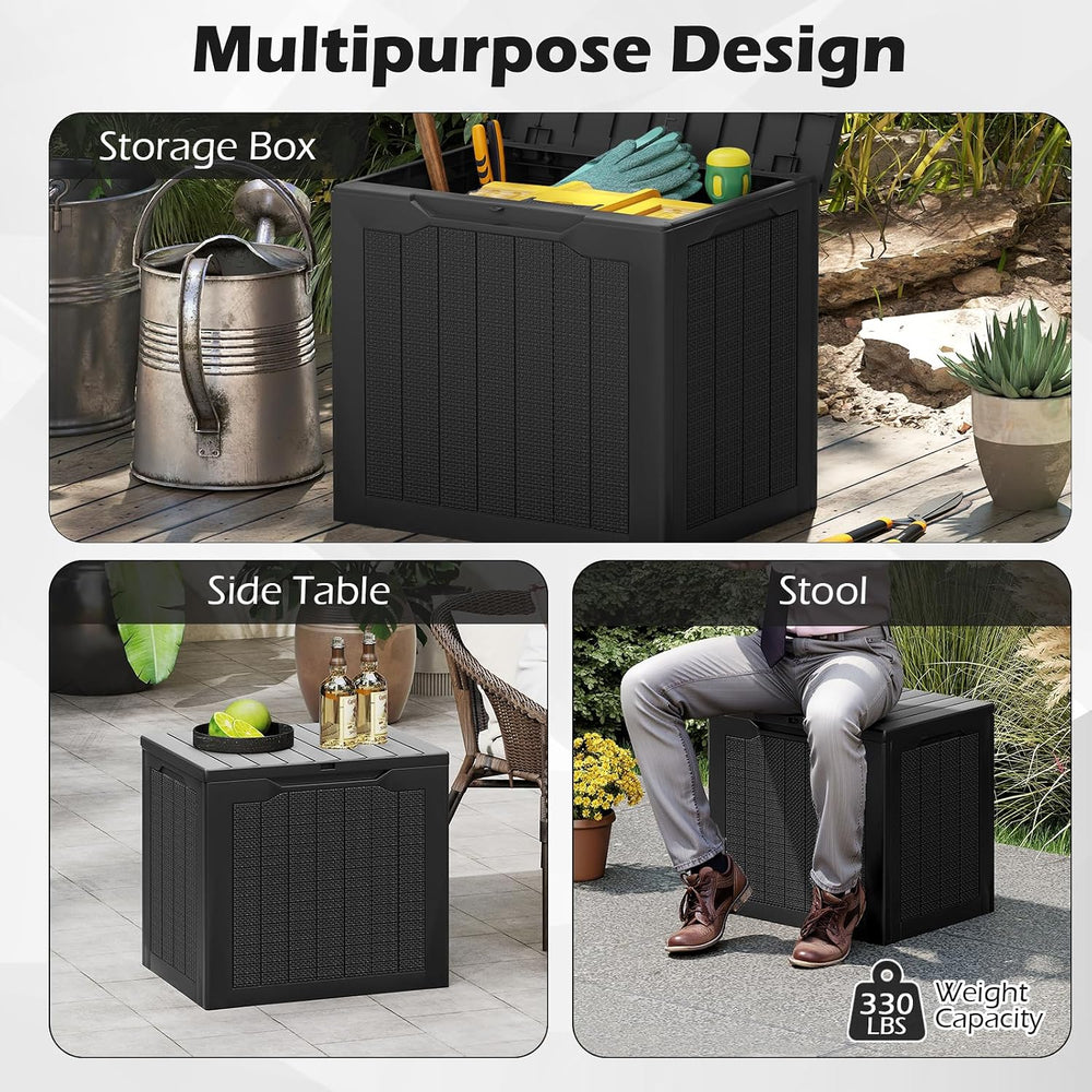 GIANTEX 25 Gallon Outdoor Storage Box, Patio Deck Box with Lockable Lid, Wick...