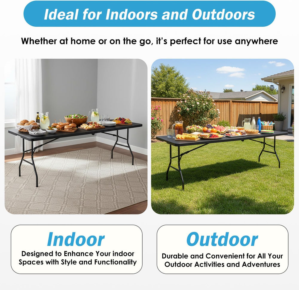 PayLessHere | 8FT Folding Table | Black | Portable Plastic Table