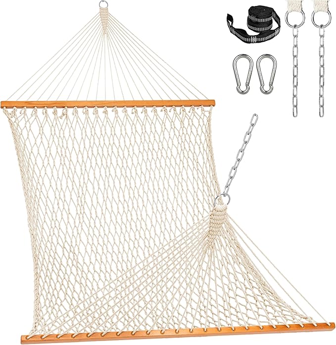 Lazy Daze Hammocks Double Rope Hammock, 2 Person Traditional Outdoor Hand Wov...