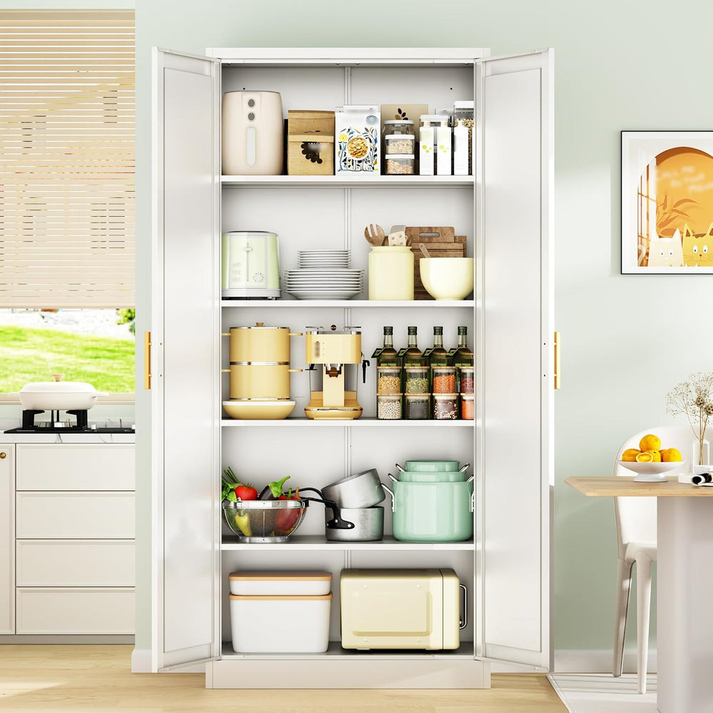 71" Tall Pantry Cabinet, Metal Kitchen Pantry Storage Cabinet with 2 Doors