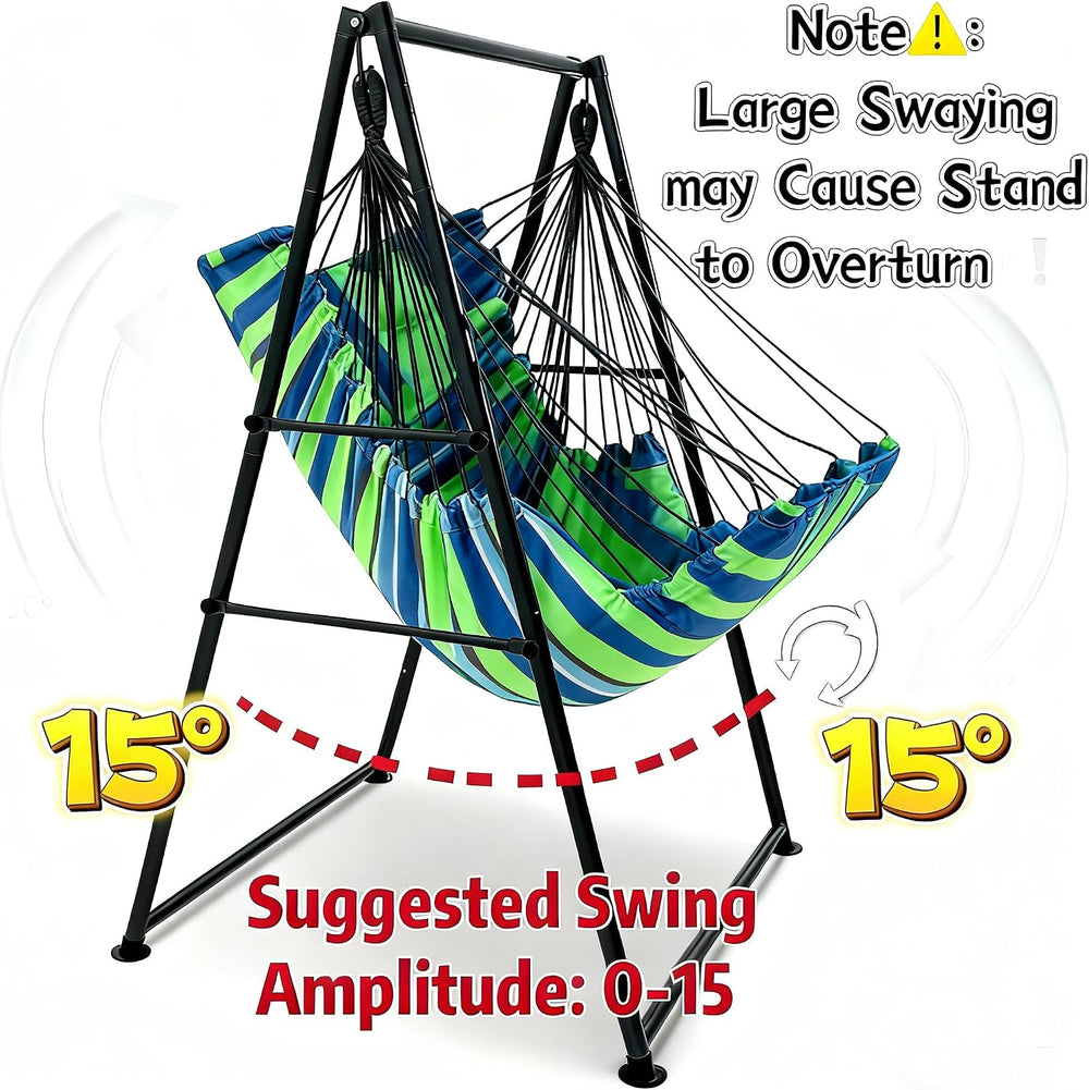 Hammock Chair Stand with X-Large Swing Chair with Footrest,Anti-Tip Thickened...