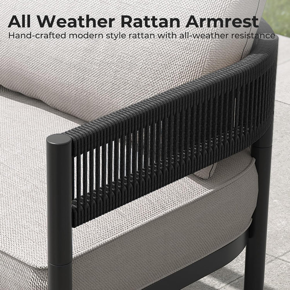 Grand patio 5-Piece Outdoor Furniture Set, 4 Seats Wicker Sofa Conversation S...