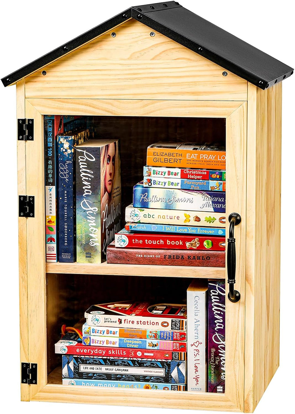 Little Library Box Outdoor, 2-Tier Waterproof Book Exchange Cabinet – Solid W...