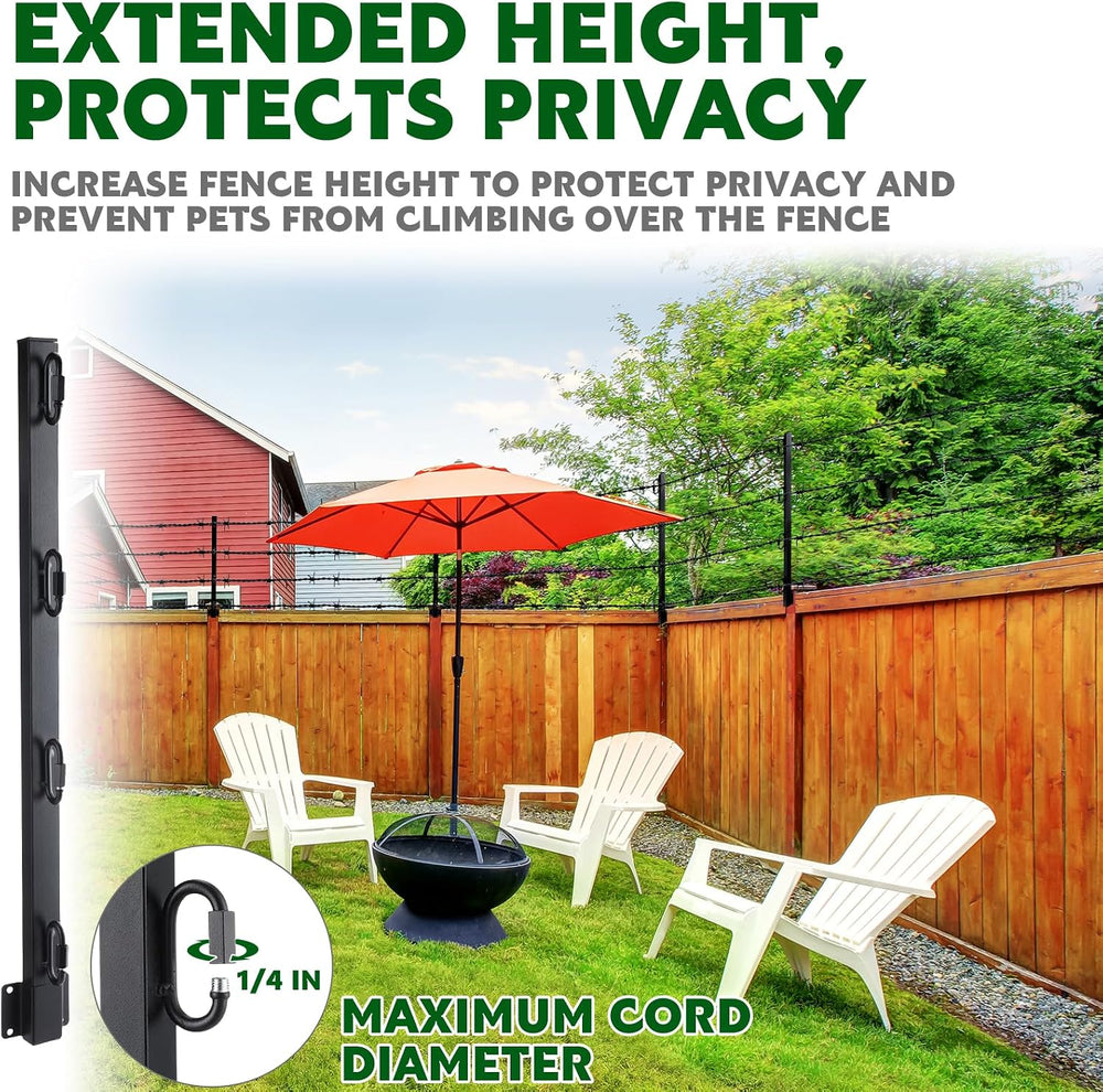 Hicarer 8 Pack 23.6" Fence Post Extender Poles, Barbed Wire Arm Outdoor